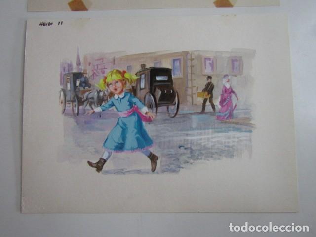 C&oacute;mics: PINTURA ORIGINAL GOUACHE ILUSTRADOR &rdquo;DELFIN VILLA&rdquo; - HEIDI - LIBROS JUVENILES VOL. 9 - MAVES