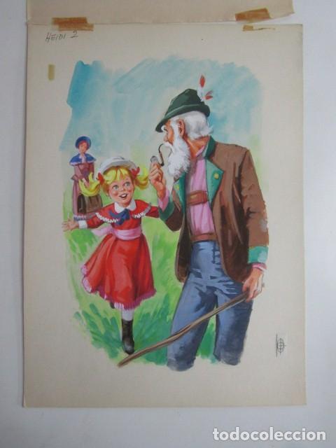 C&oacute;mics: PINTURA ORIGINAL GOUACHE ILUSTRADOR &rdquo;DELFIN VILLA&rdquo; - HEIDI - LIBROS JUVENILES VOL. 9 - MAVES