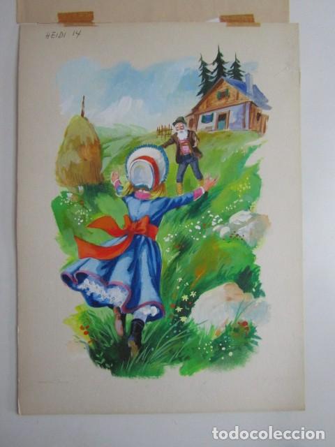 C&oacute;mics: PINTURA ORIGINAL GOUACHE ILUSTRADOR &rdquo;DELFIN VILLA&rdquo; - HEIDI - LIBROS JUVENILES VOL. 9 - MAVES