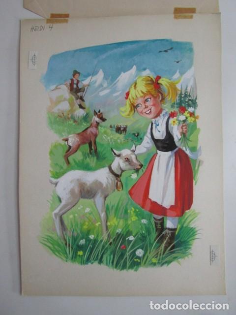 C&oacute;mics: PINTURA ORIGINAL GOUACHE ILUSTRADOR &rdquo;DELFIN VILLA&rdquo; - HEIDI - LIBROS JUVENILES VOL. 9 - MAVES