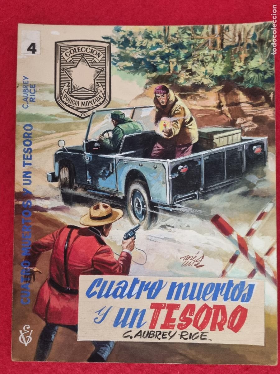 Comics: DIBUJO ORIGINAL COLOR PORTADA COLECCION POLICIA MONTADA JOSE LUIS CUATRO MUERTOS Y UN TESORO