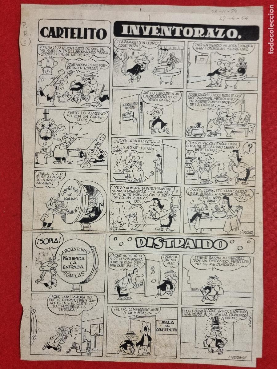 C&oacute;mics: DIBUJO ORIGINAL PLUMILLA LICERAS HUMOR 1 HOJA O PLANCHA M3
