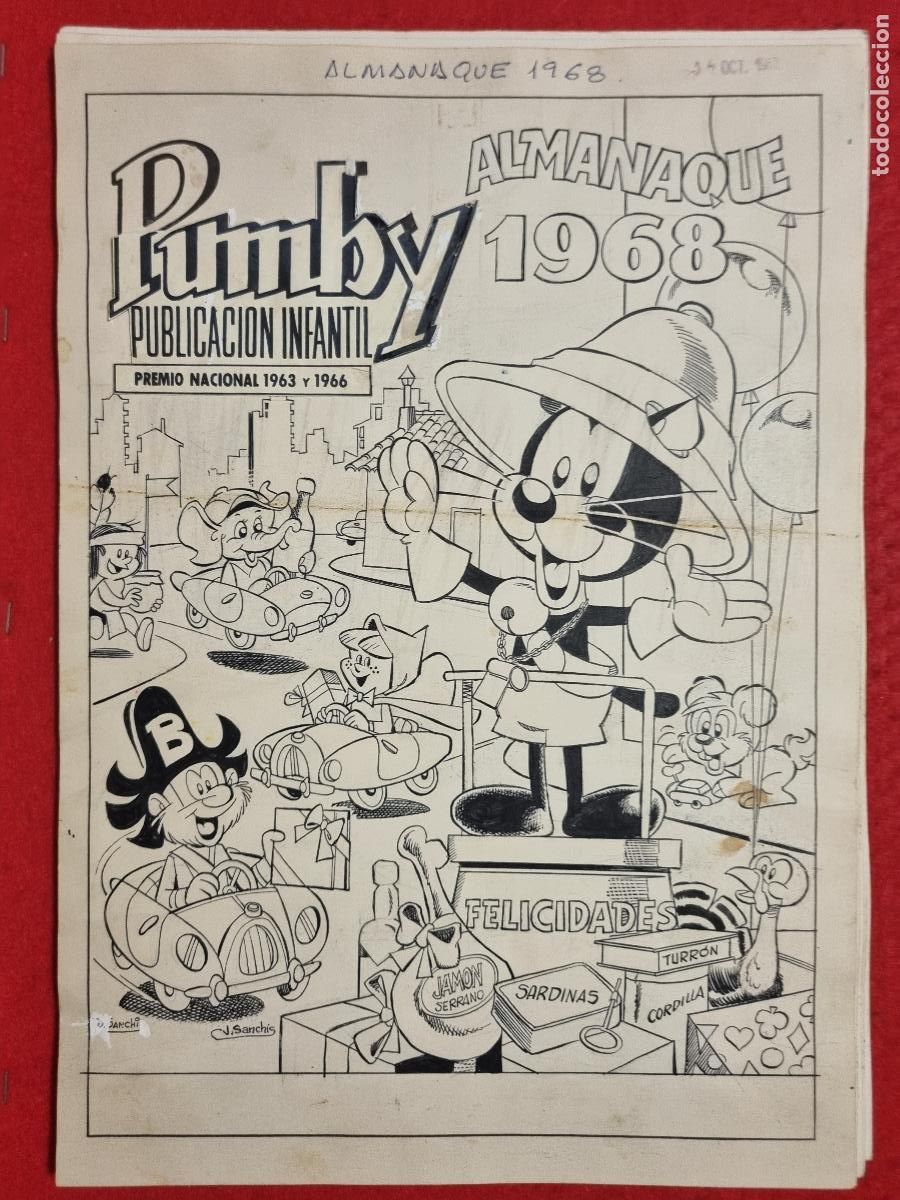C&oacute;mics: DIBUJO ORIGINAL PLUMILLA ALMANAQUE PUMBY 1968 J SANCHIS 10 PLANCHAS M3