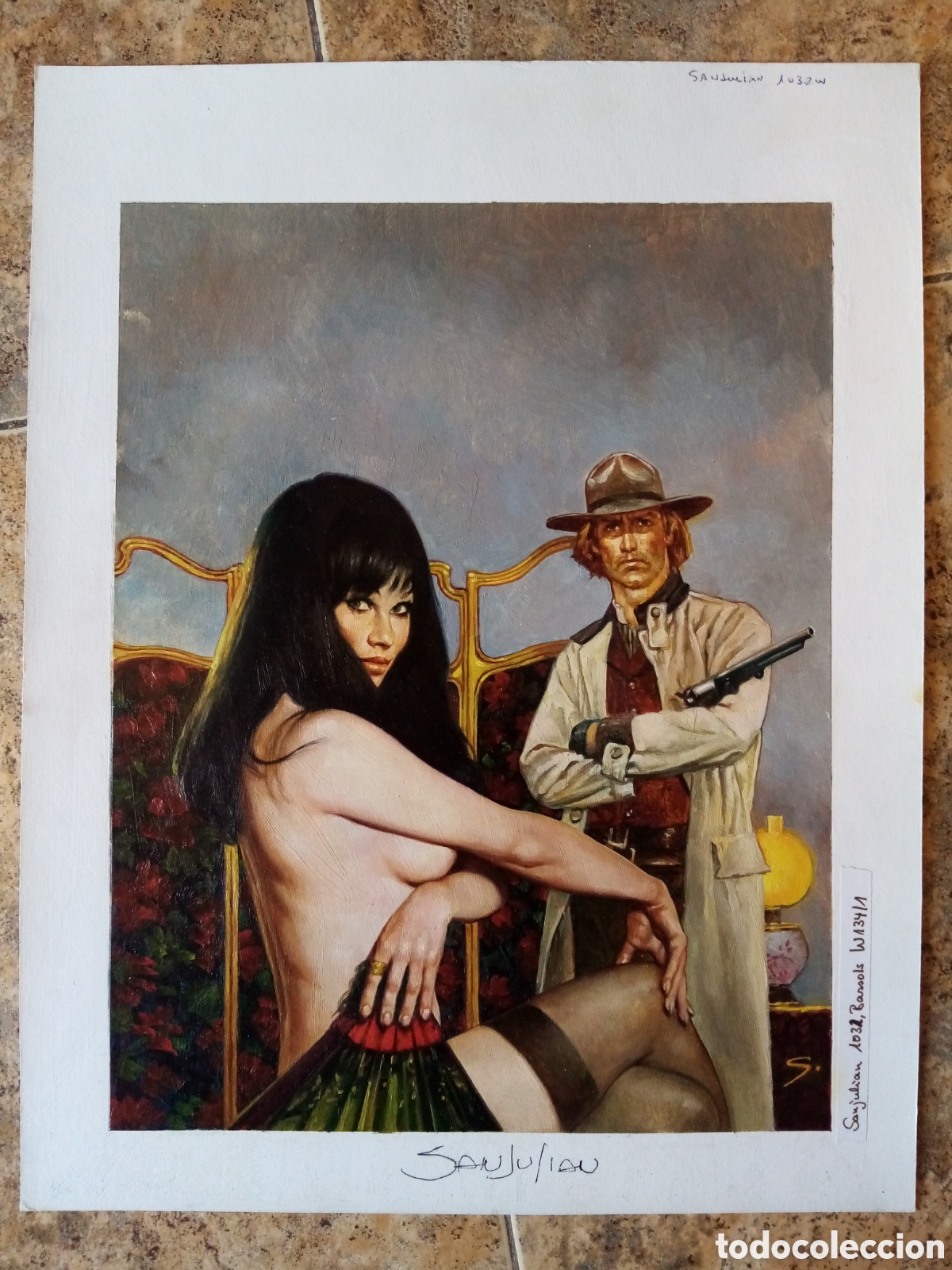 Comics: ILUSTRACION ORIGINAL OLEO CUBIERTA OESTE BASTEI FIRMADO - SANJULIAN - DINA4