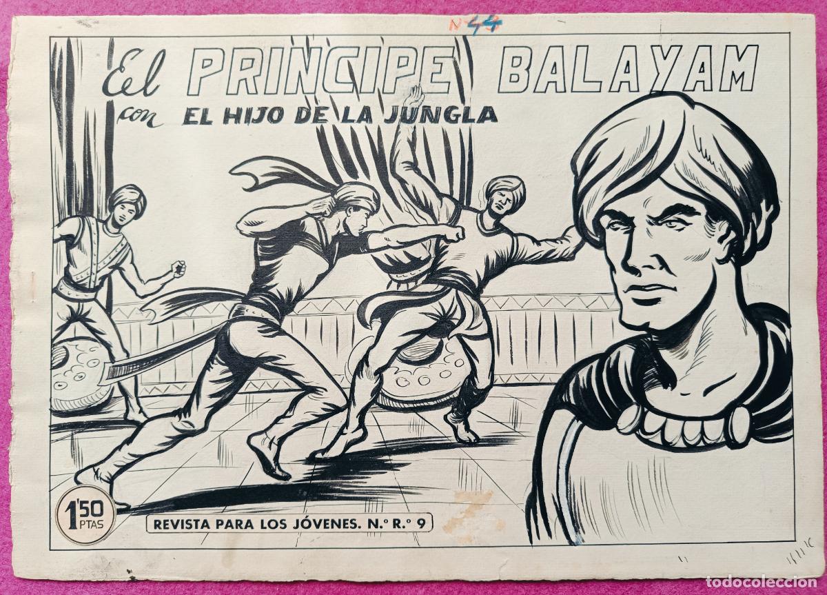 Comics : DIBUJO ORIGINAL PLUMILLA EL HIJO DE LA JUNGLA EL PRINCIPE BALAYAM N&ordm;44 PORTADA + 10 HOJAS
