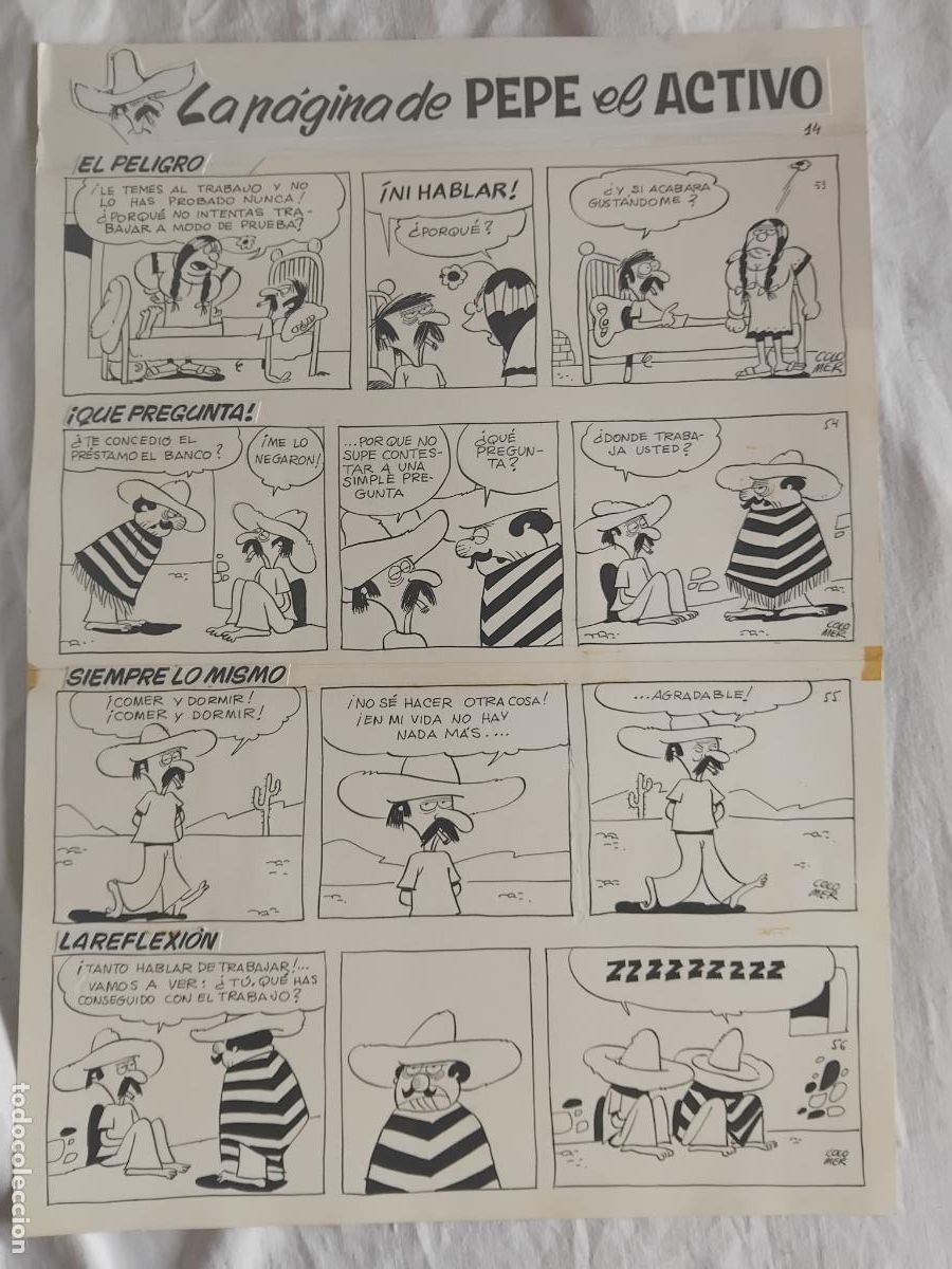 C&oacute;mics: LA PAGINA DE PEPE EL ACTIVO. ORIGINAL DE COLOMER.