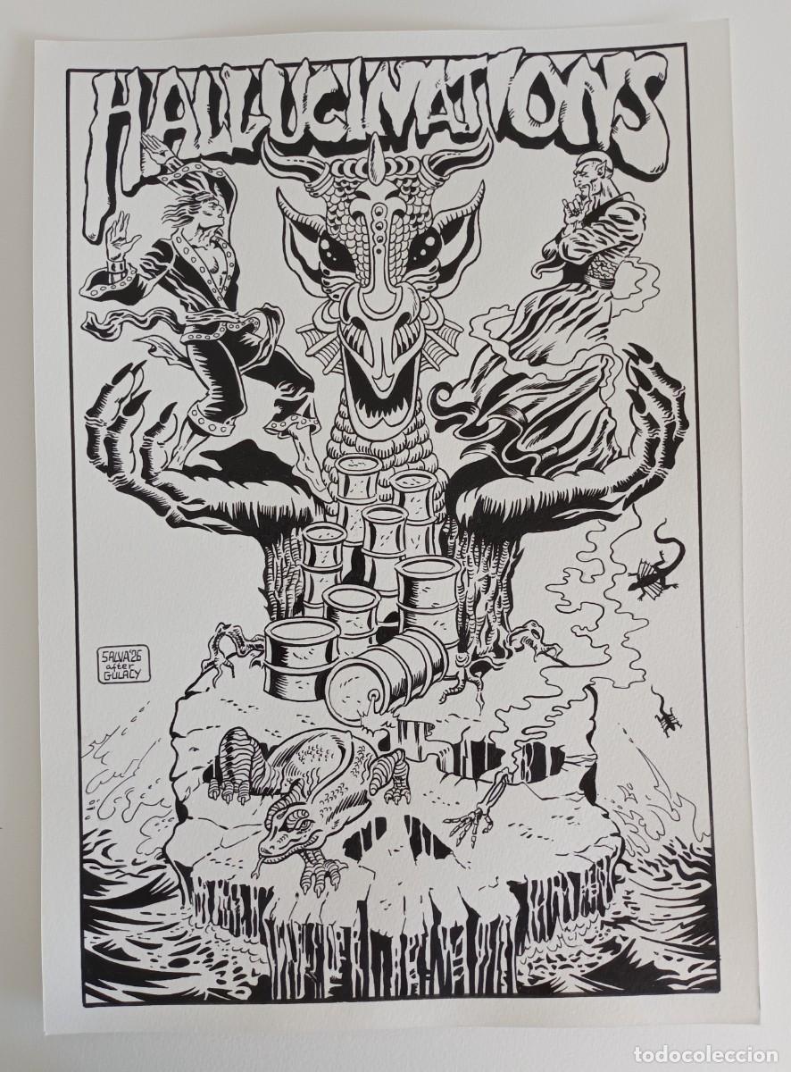 C&oacute;mics: Recreaci&oacute;n de Salvador Molina de una p&aacute;gina de Master of Kung Fu de Paul Gulacy. Tama&ntilde;o A3