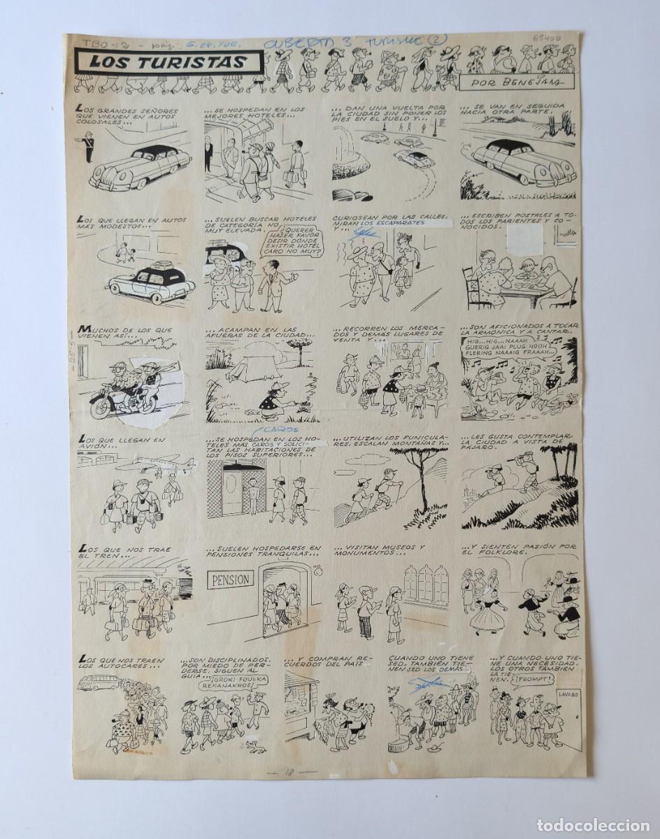 C&oacute;mics: BENEJAM &rdquo;LOS TURISTAS&rdquo; ORIGINAL 44 X 31 CM FIRMADO
