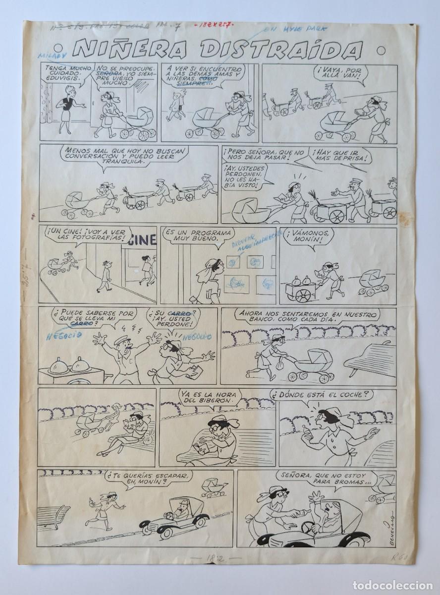C&oacute;mics: BENEJAM - &rdquo;NI&Ntilde;ERA DISTRAIDA&rdquo; ORIGINAL 45 X 33 CM FIRMADO