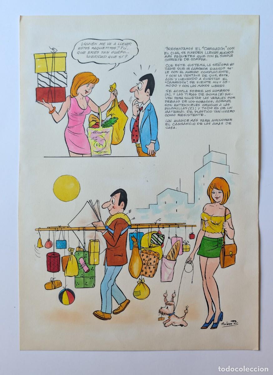 C&oacute;mics: SABAT&Eacute;S - &rdquo;GRANDES INVENTOS: EL CARGAD&Iacute;N&rdquo; ORIGINAL COLOR 44 X 31,5 CM FIRMADO