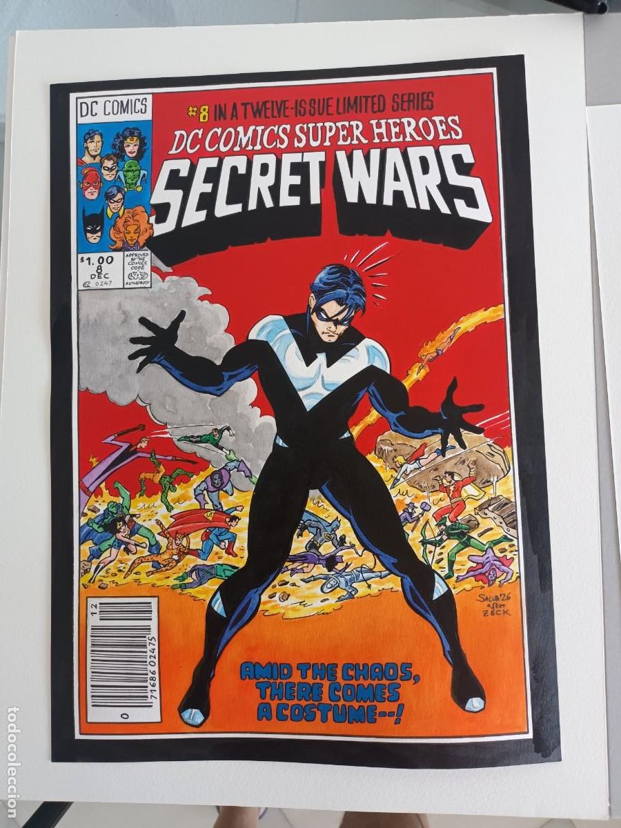 Secret Wars n. 8, versi&oacute;n DC. Dibujo original formato A3