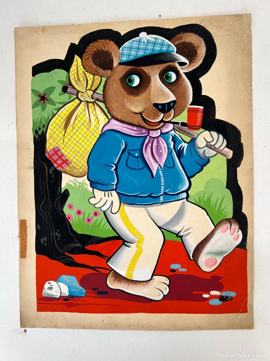 C&oacute;mics: DIBUJO ORIGINAL EDITORIAL FERMA COLECCION ANIMALITOS FELICES 1967 EL OSITO AVENTURERO