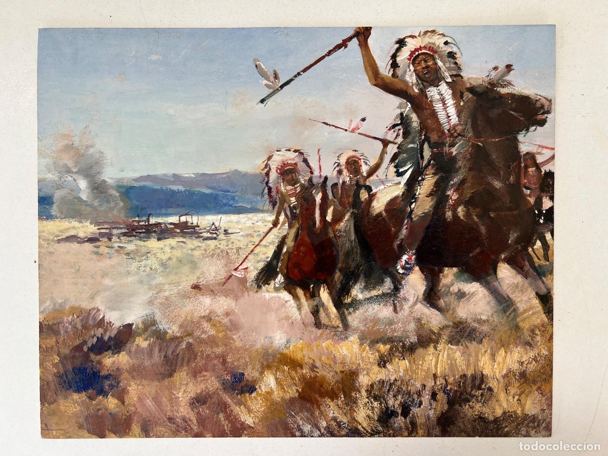 C&oacute;mics: DIBUJO ORIGINAL NOVELA EN LAS FRONTERAS DEL FAR WEST DE SALGARI EDITORIAL MOLINO 1961 A COLL BLANCH