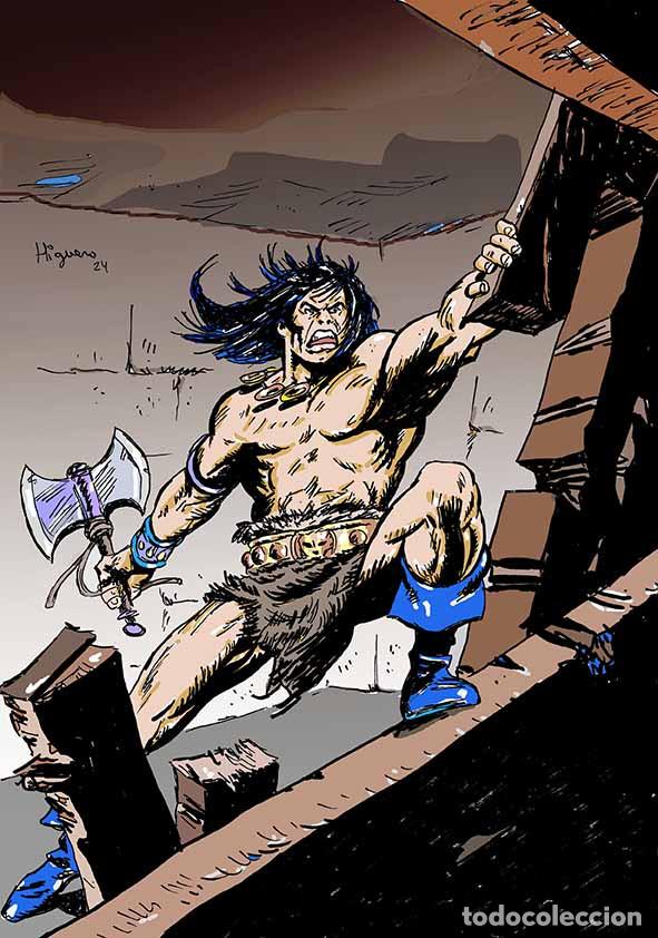 C&oacute;mics: Print, l&aacute;mina de Recreaci&oacute;n del personaje C&oacute;mic Conan-2, de Higuero-en DIN A4