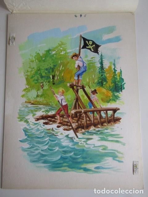 Comics: PINTURA ORIGINAL GOUACHE ILUSTRADOR &rdquo;DELFIN VILLA&rdquo; - TOM SAWYER - LIBROS JUVENILES VOL. 8 - MAVES
