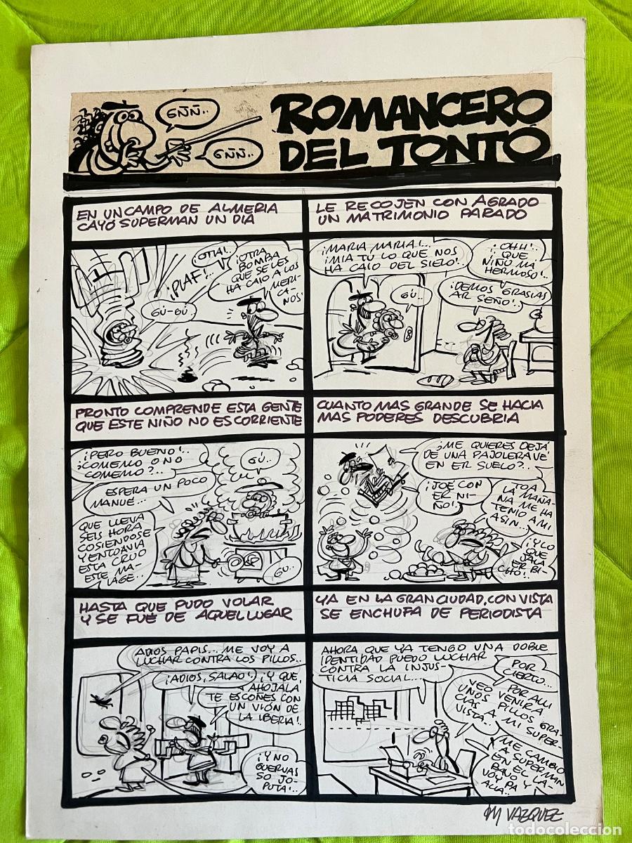C&oacute;mics: DIBUJO ORIGINAL PLANCHA EL PAPUS ROMANCERO DEL TONTO MANUEL VAZQUEZ GALLEGO