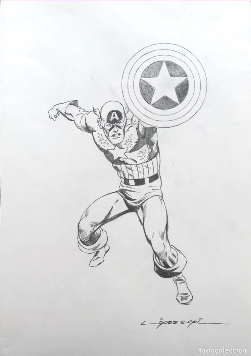 C&oacute;mics: LOPEZ ESPI DIBUJO ORIGINAL CAPITAN AMERICA