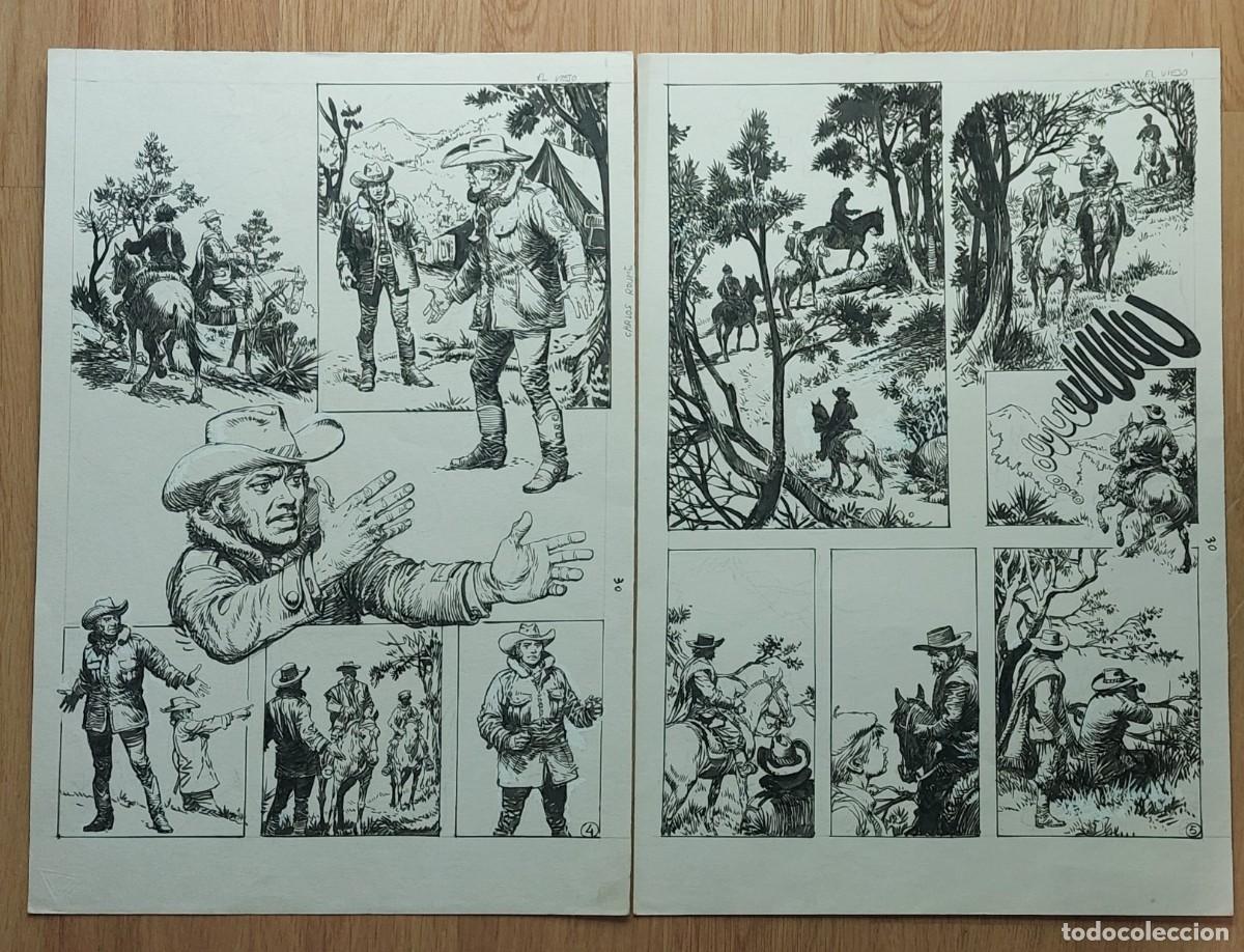 Comics: CARLOS ROUME : 2 P&Aacute;GINAS ORIGINALES CONSECUTIVAS DE SU SERIE : EL VIEJO , P&Aacute;GINAS 4 Y 5. BUEN ESTADO