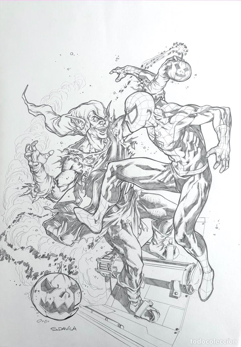 Comics: SERGIO DAVILA ILUSTRACION A3 SPIDERMAN VS GREEN GOBLIN