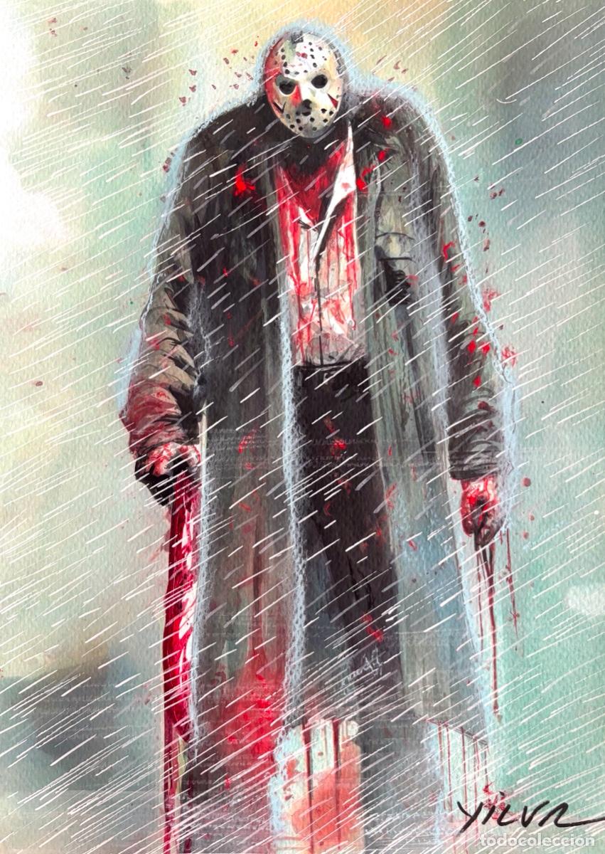 C&oacute;mics: JASON VOORHEES VIERNES 13 ILUSTRACION ORIGINAL TERROR