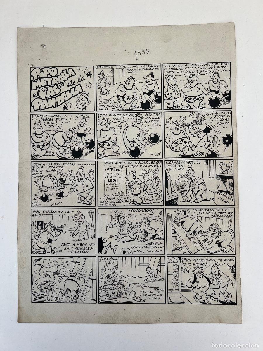 C&oacute;mics: DIBUJO ORIGINAL PIPO METRALLA EL AS DE PANTALLA AUTOR E. BOIX