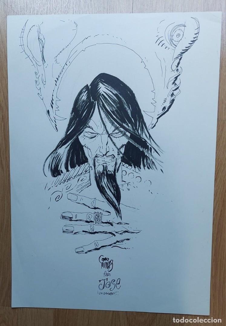 C&oacute;mics: ENRIQUE COROMINAS : DIBUJO ORIGINAL - FIRMADO /DEDICADO L&Aacute;PIZ Y TINTA - DIN A 3 - 42 X 29,7 CM.