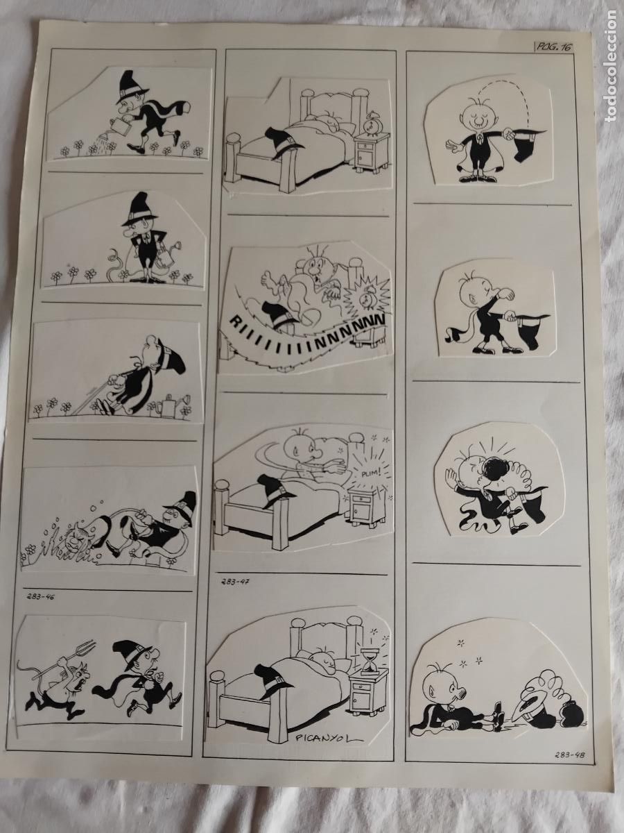 Comics: 3 TIRAS DE DIBUJOS ORIGINALES DE PICANYOL DE OT EL BRUIXOT.