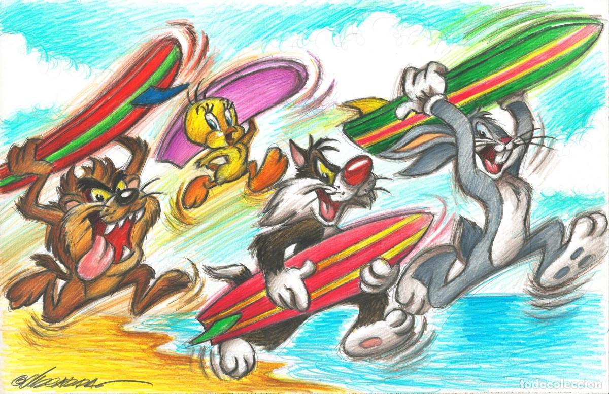 Fumetti: Looney Tunes Holidays! - Dibujo originale di Joan Vizcarra - 50 x 32 cm