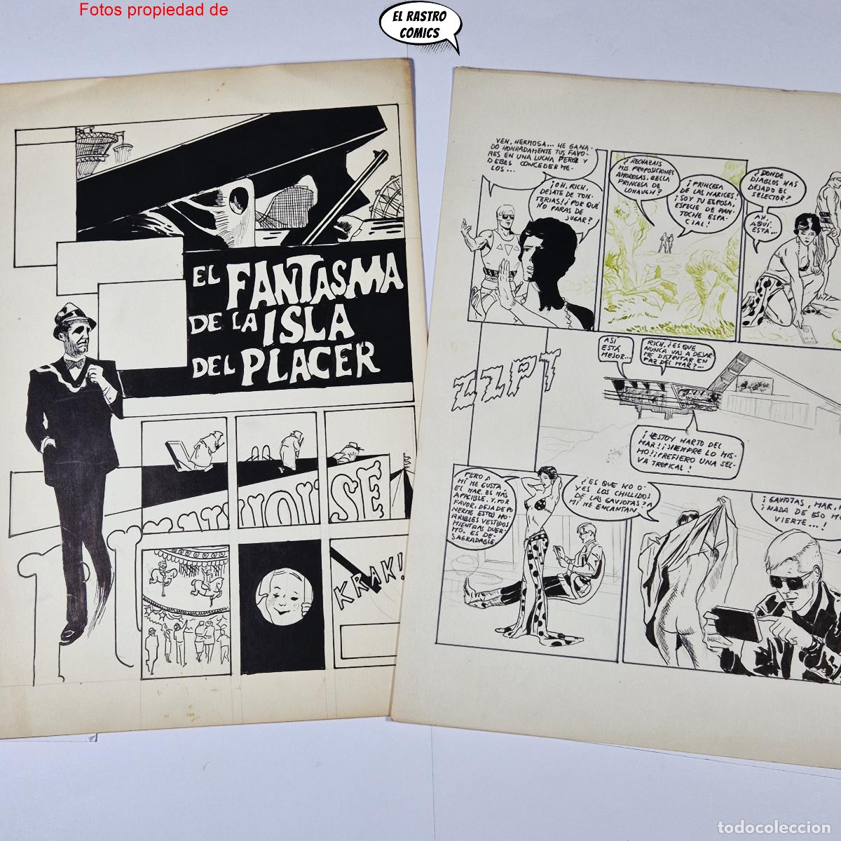 C&oacute;mics: Dos p&aacute;ginas originales de comic, 30x21 cm., autor desconocido