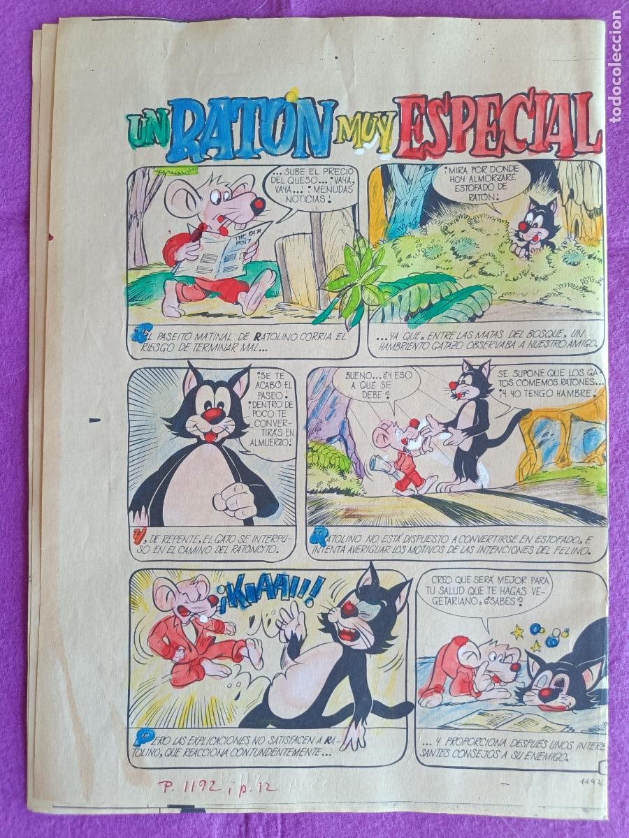 Comics: ORIGINAL UN RATON MUY ESPECIAL IMPRESA Y COLOREADA 6 HOJAS ERGO F4