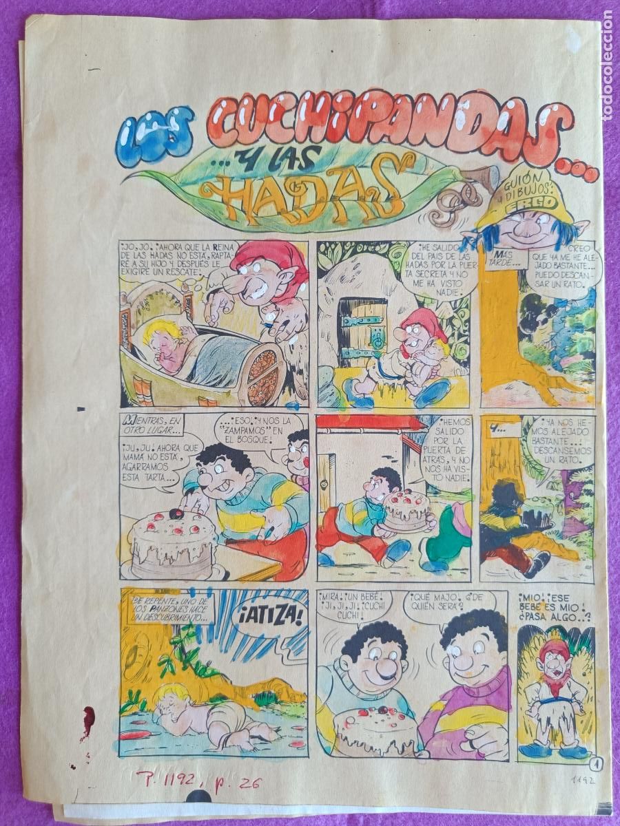 Comics: ORIGINAL LOS CUCHIPANDAS... Y LAS HADAS IMPRESA Y COLOREADA 4 HOJAS ERGO F5