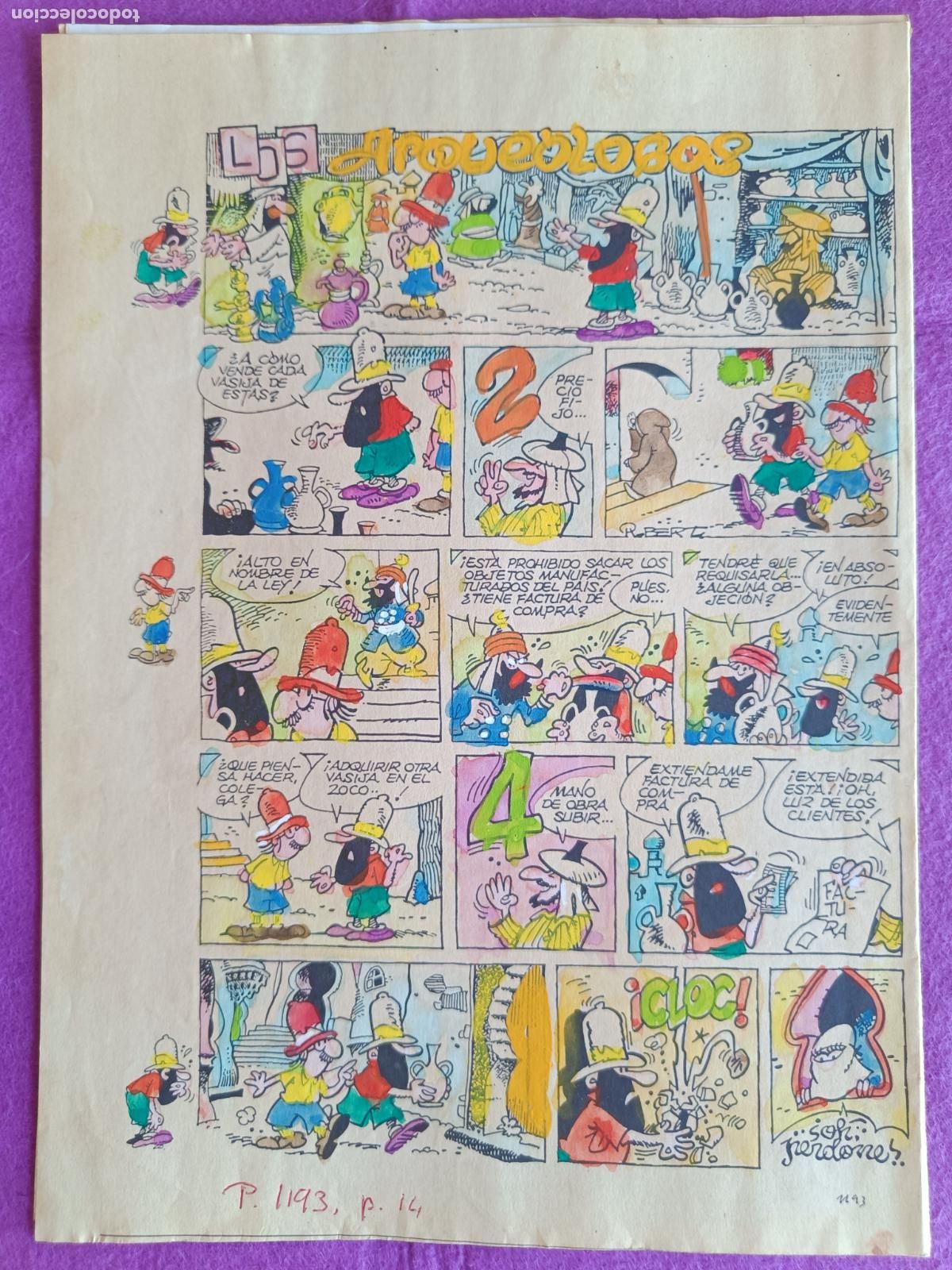 Comics: ORIGINAL LOS ARQUEOLOGOS IMPRESA Y COLOREADA 2 HOJAS F10