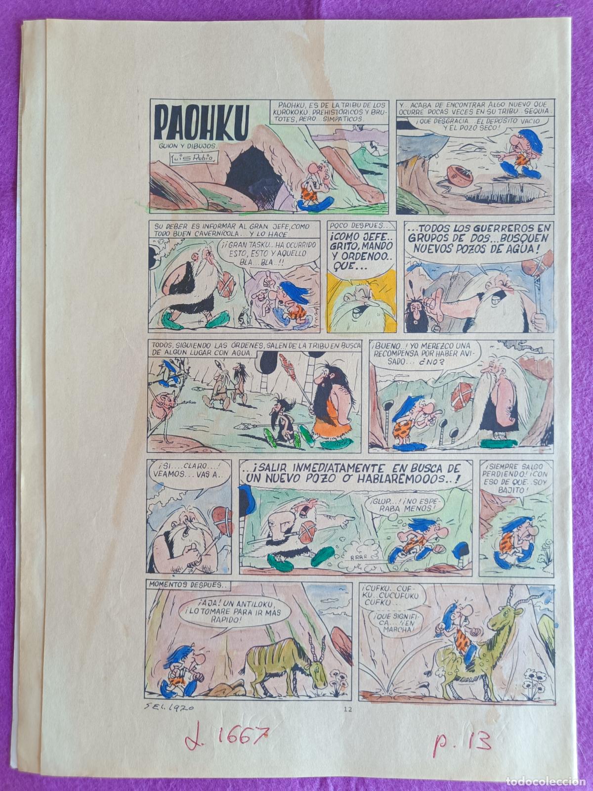 C&oacute;mics: ORIGINAL PAOHKU LUIS RUBIO IMPRESA Y COLOREADA 4 HOJAS F15