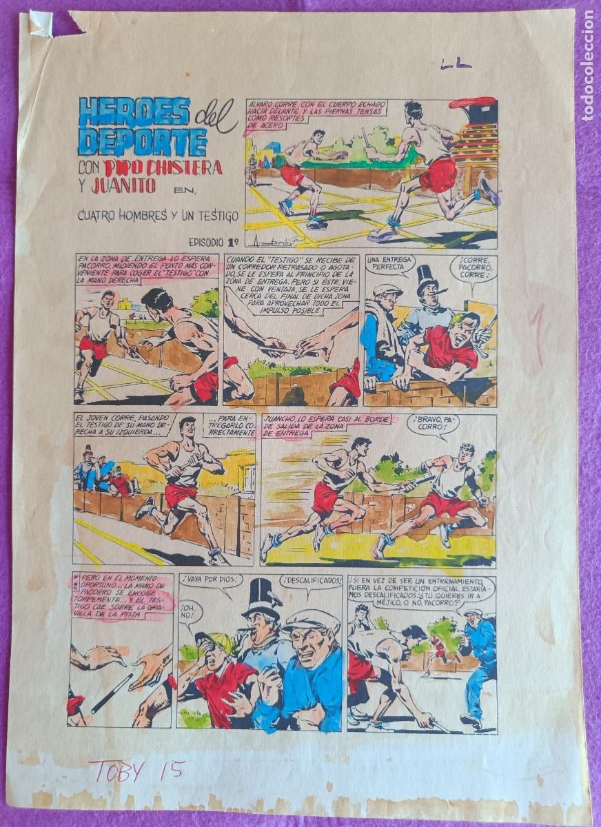 Comics: ORIGINAL HEROES DEL DEPORTE CON PIPO CHISTERA Y JUANITO IMPRESA Y COLOREADA 4 HOJAS F16