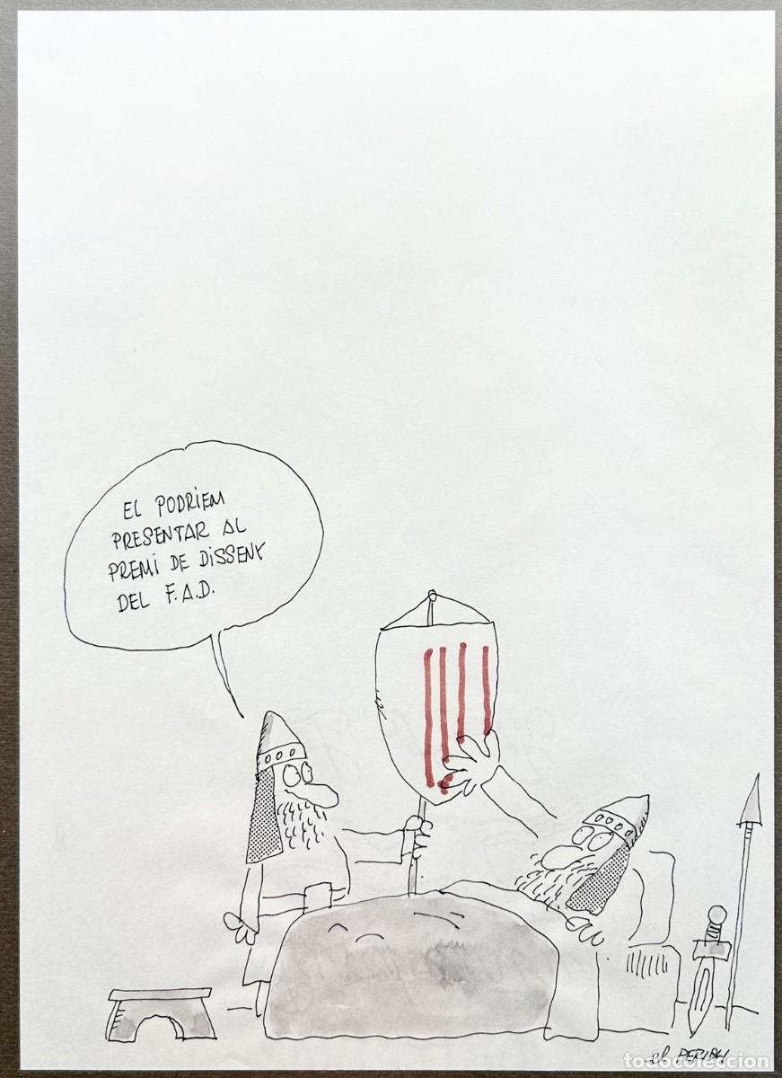 C&oacute;mics: Dibujo EL PERICH - Origen Bandera Catalu&ntilde;a Catalana 4 Barras Senyera Guifr&eacute; el Pil&oacute;s - Enmarcado