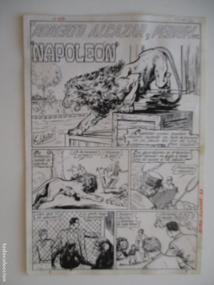 C&oacute;mics: ROBERTO ALC&Aacute;ZAR EXTRA N&ordm; 68, 7 P&Aacute;GINAS (SIN PORTADA) ORIGINALES DE E.VA&Ntilde;&Oacute;, TINTA SOBRE CARTULINA.