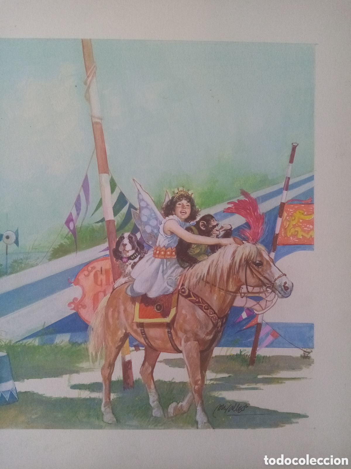 C&oacute;mics: ILUSTRACION ORIGINAL ENID BLYTON CRILICO FIRMADO - JOSEP MARIA MIRALLES (1937) - 33x22 cmts