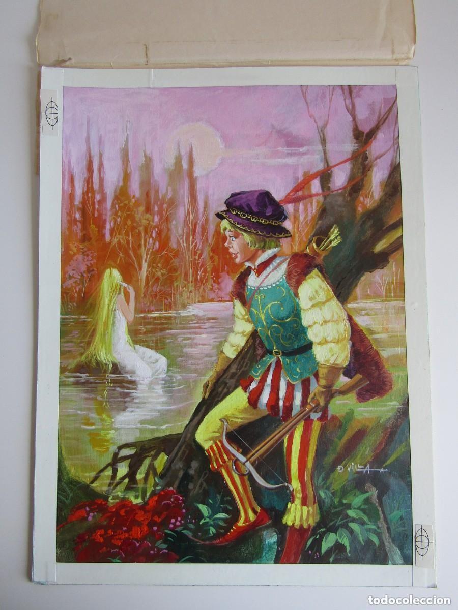 C&oacute;mics: PINTURA ORIGINAL GOUACHE ILUSTRADOR &rdquo;DELFIN VILLA&rdquo; - MUNDO DE LOS CUENTOS - ED. MAVES 1975