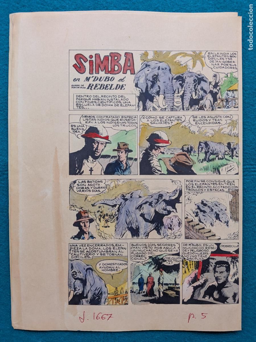 C&oacute;mics: ORIGINAL SIMBA EN M&acute;DUBO EL REBELDE IMPRESA Y COLOREADA 4 HOJAS 2