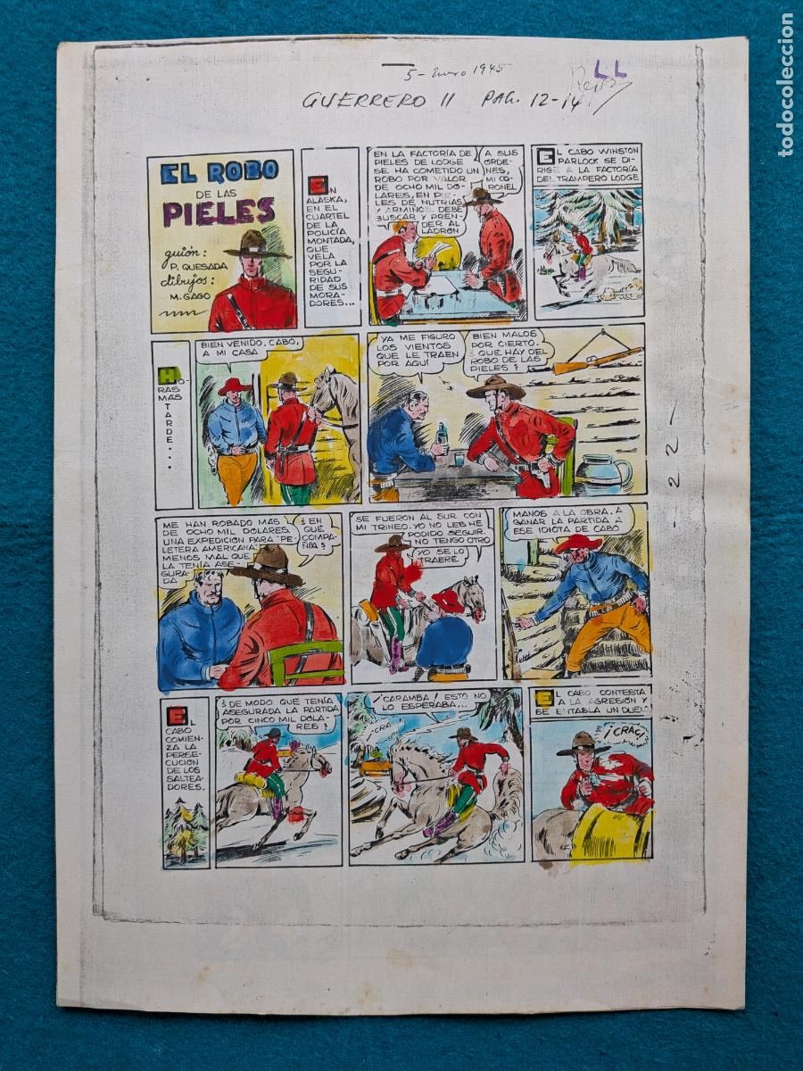 C&oacute;mics: ORIGINAL SIMBA EL ROBO DE LAS PIELES IMPRESA Y COLOREADA M GAGO 3 HOJAS 4