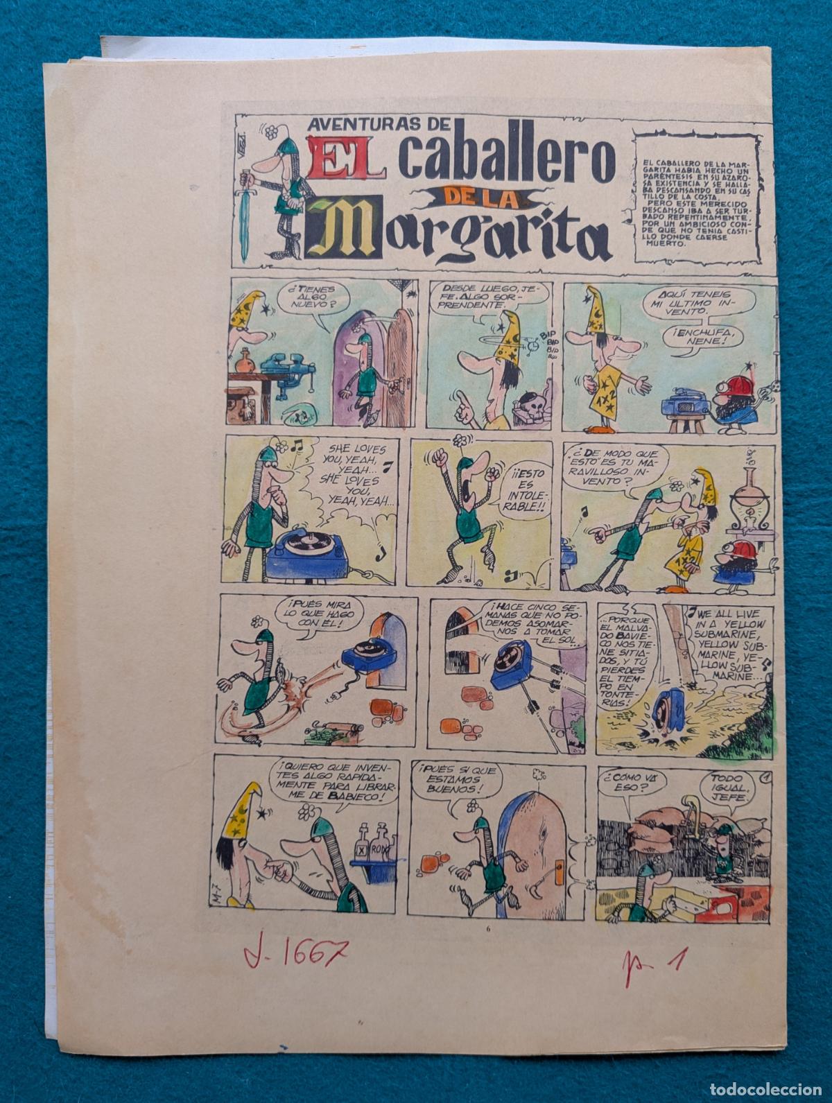 C&oacute;mics: ORIGINAL EL CABALLERO DE LA MARGARITA IMPRESA Y COLOREADA 4 HOJAS 9