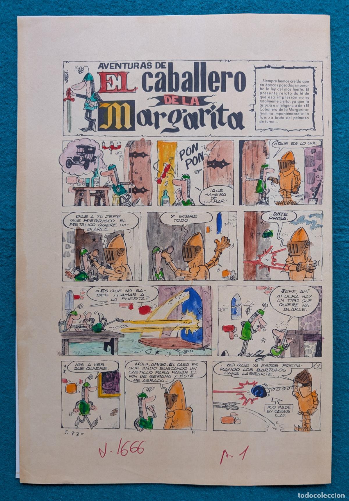 C&oacute;mics: ORIGINAL EL CABALLERO DE LA MARGARITA IMPRESA Y COLOREADA 4 HOJAS 10