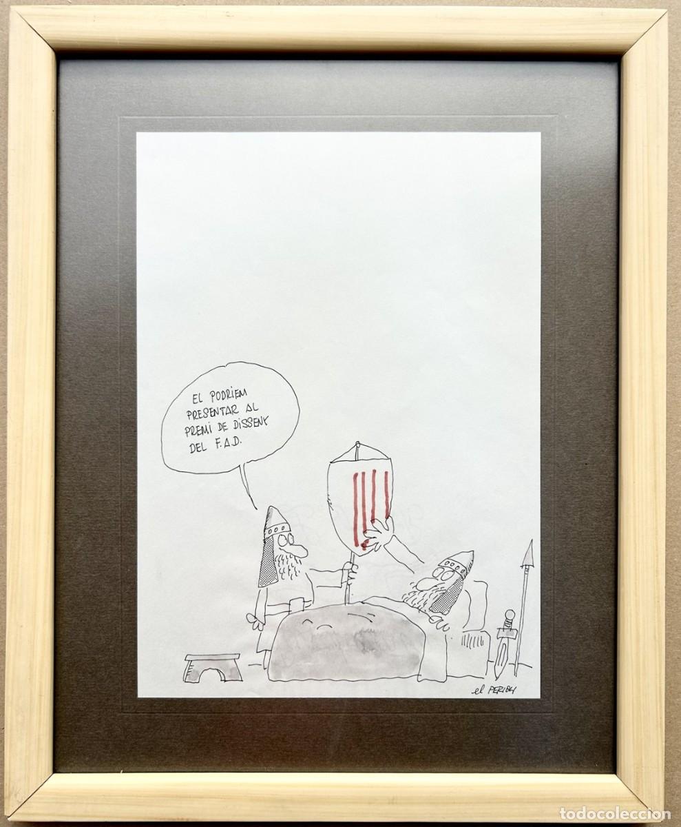 C&oacute;mics: Dibujo EL PERICH - Origen Bandera Catalu&ntilde;a Catalana 4 Barras Senyera Guifr&eacute; el Pil&oacute;s - Enmarcado