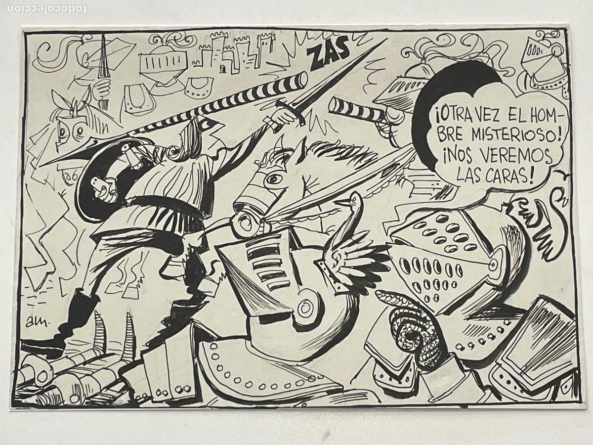 C&oacute;mics: Dibujo Original de Antonio Mingote - El Hombre Misterioso - Noticias Frescas diciembre 1956