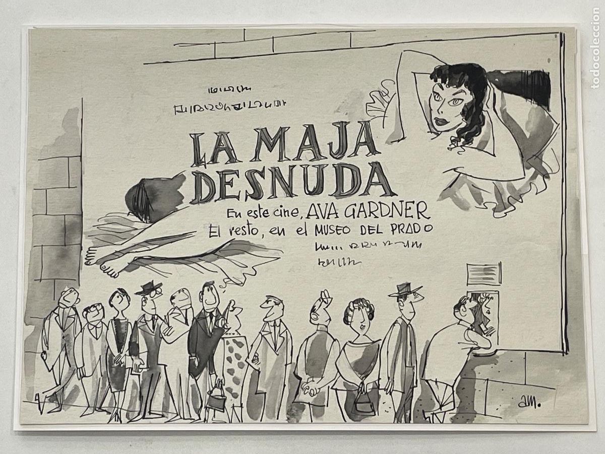 C&oacute;mics: Dibujo Original de Antonio Mingote - La Maja Desnuda Ava Gardner - Noticias Frescas 18 marzo 1958