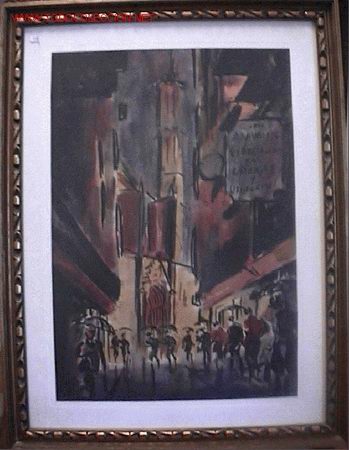 Art: 847.- ACUARELA 47x62 ,,,Calle acceso catedral BCN,,, ANONIMO