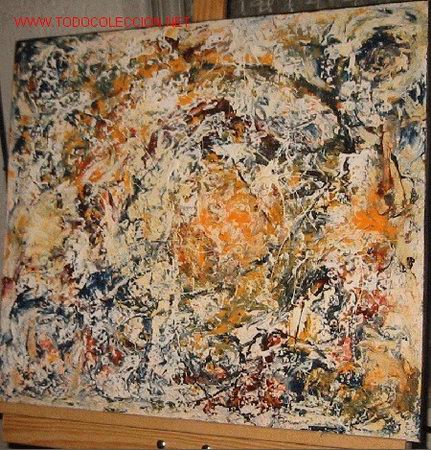 Art: 892.- MIXTA S/MADERA 59x53 ,,,BUSCANDO A POLLOK,,, MIQUEL FARR&Eacute; LLAD&Oacute;