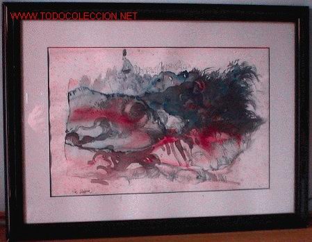 Arte: 664.- ACUARELA 68x51 ,,,TREMPERA NEOYORQUINA,,, ROC ALABERN BORRULL (Terrassa)