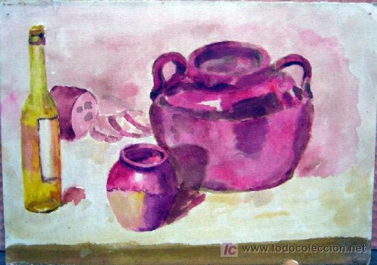 Arte: 1634.- Acuarela 16x23 ,,, An&oacute;nimo,,, Bodeg&oacute;n - Foto 1