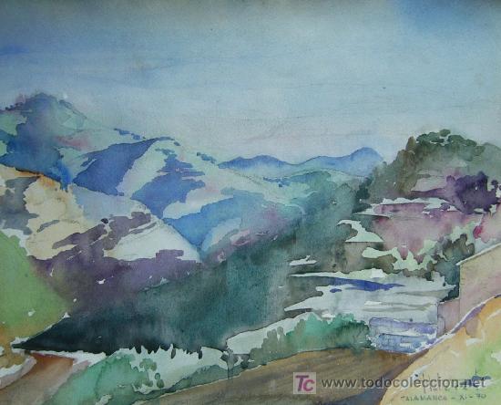 Art: 1644.- Acuarela 31x38 ,,, J.SOTERAS M. ,,, Talamanca pueblo provincia Barcelona 1970